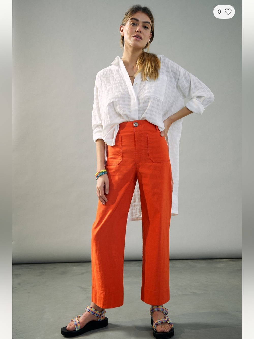 Maeve The Colette Bold Orange High-Rise Wide-Leg Crop Pants